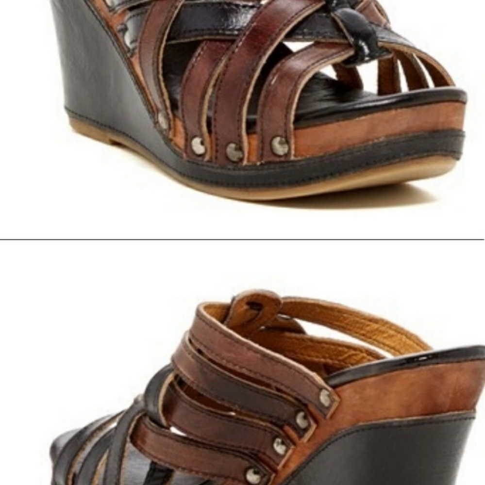 Bed Stu Gina II Leather Wedge Sandals Shoes